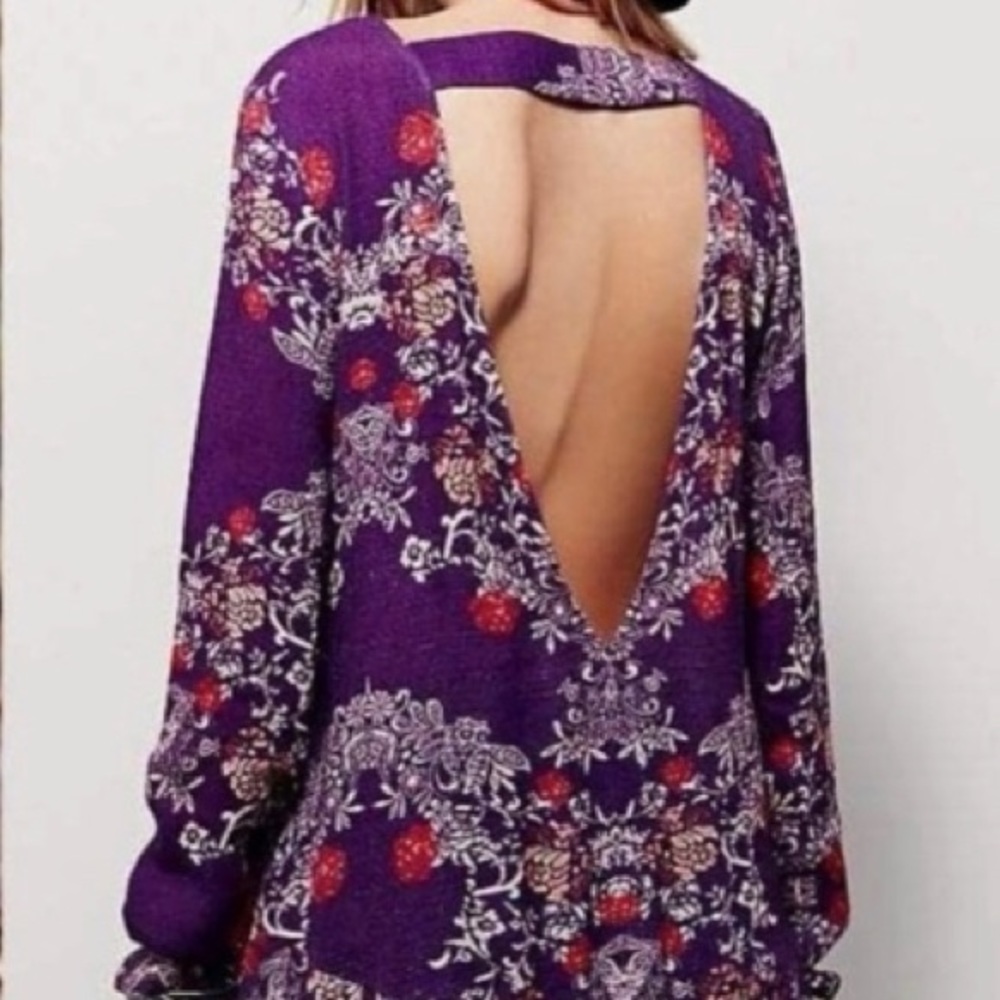 Free People Smooth Talker Boho Chic Festival Mini Dress Sz S Plumberry - Picture 8 of 10